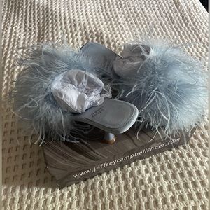 Jeffrey Campbell Capricia Baby Blue Feather Heels